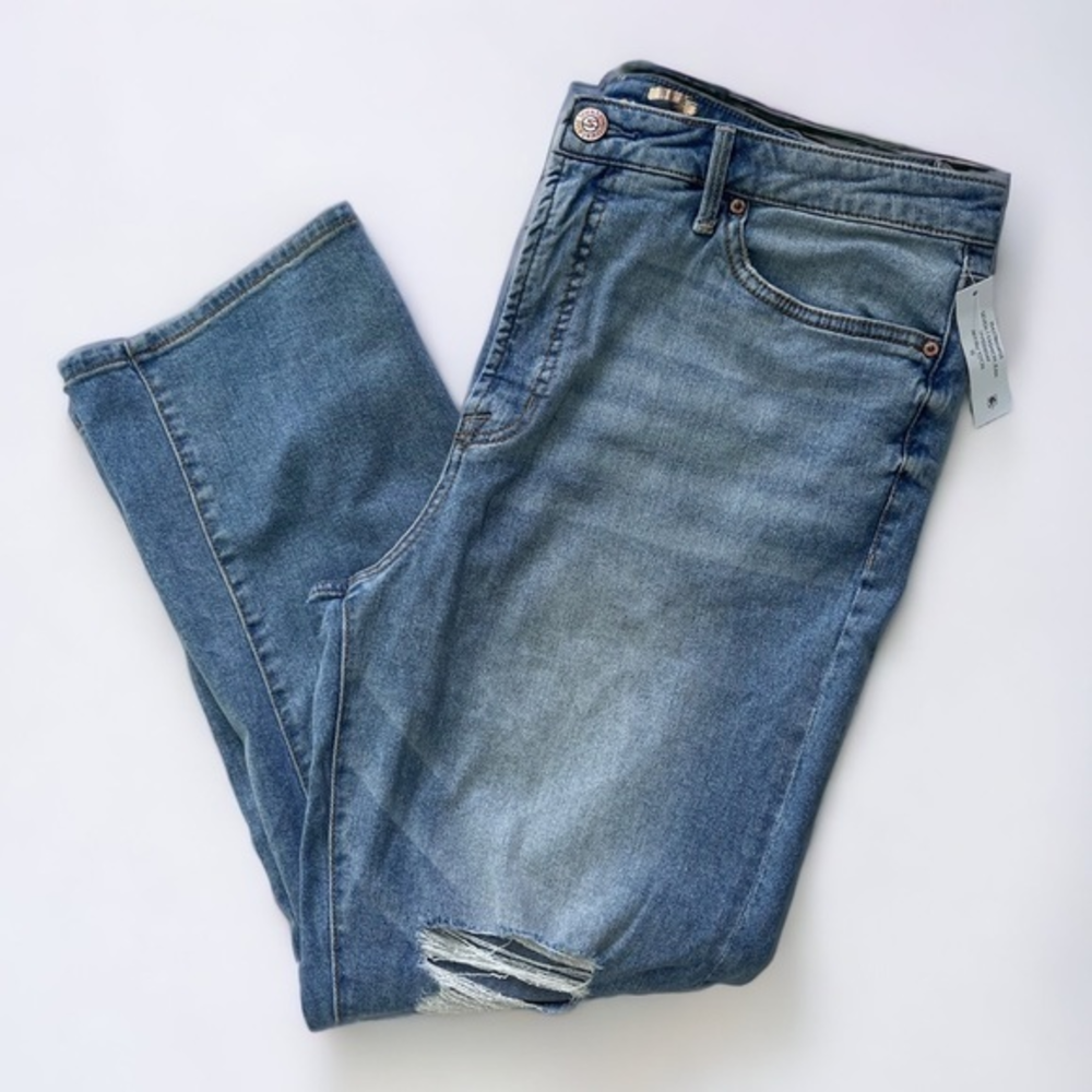 Seven7 Women's High Rise Light Blue Distressed Jeans